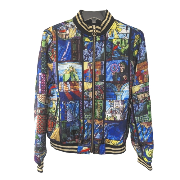 MINKPINK Beauty and the beast stained glass bomber jacket Sz M - Picture 2 of 6